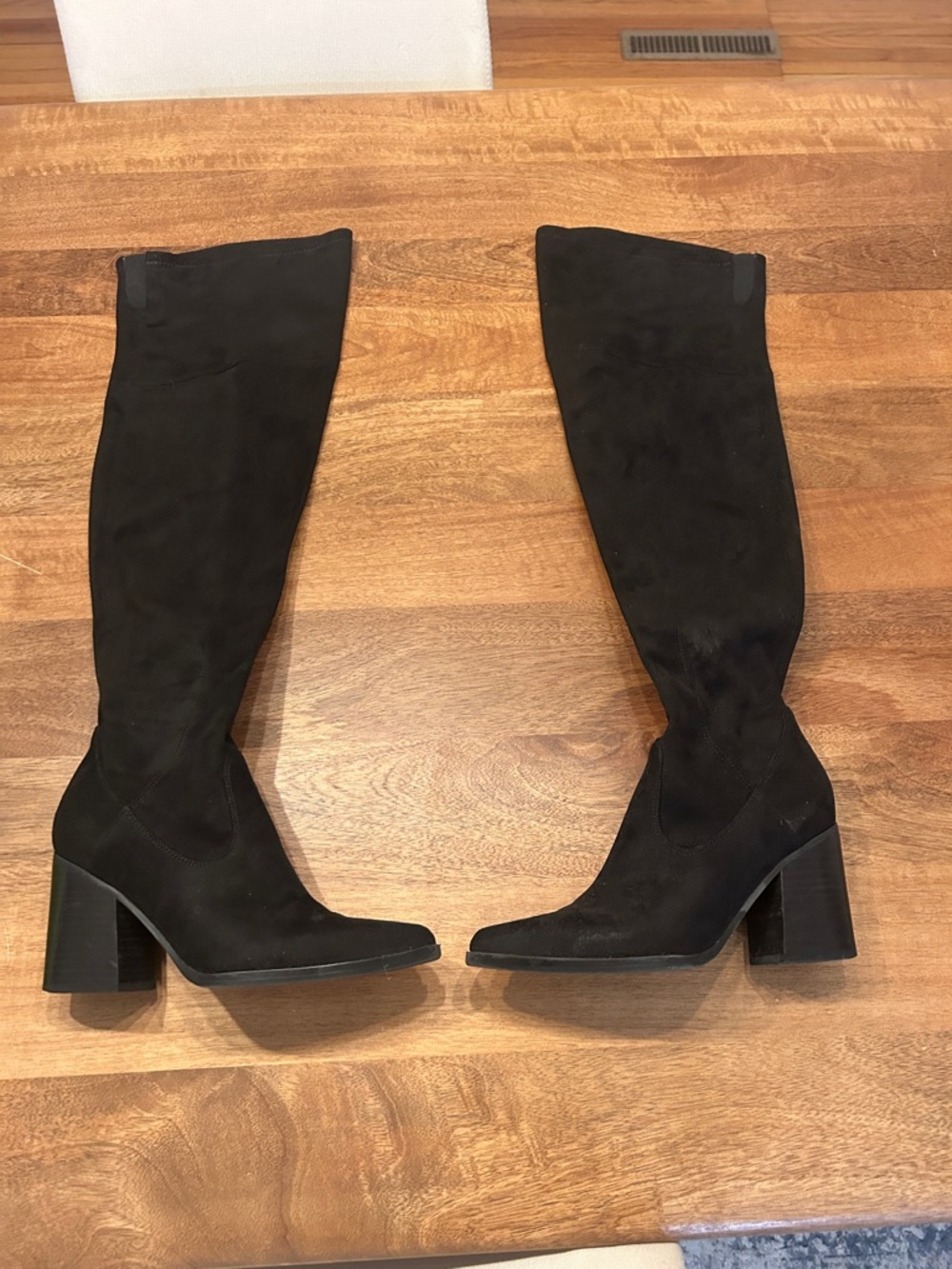 Marc Fisher Black Suede Over-the-Knee Block Heel Boots